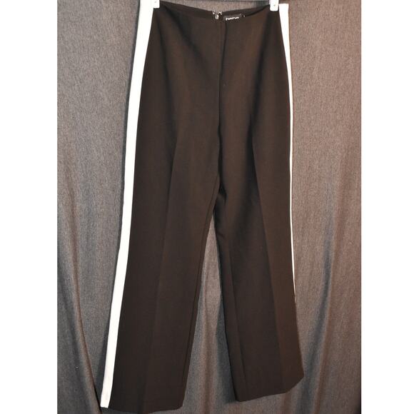 NEW Bebe Women's 6 High Waist Wide Leg Stripe Contrast Trim Pants Black NWT - Picture 3 of 8